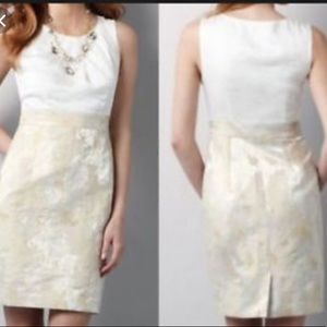 LOFT Lela Rose Ivory and Gold Sheath Dress size 6